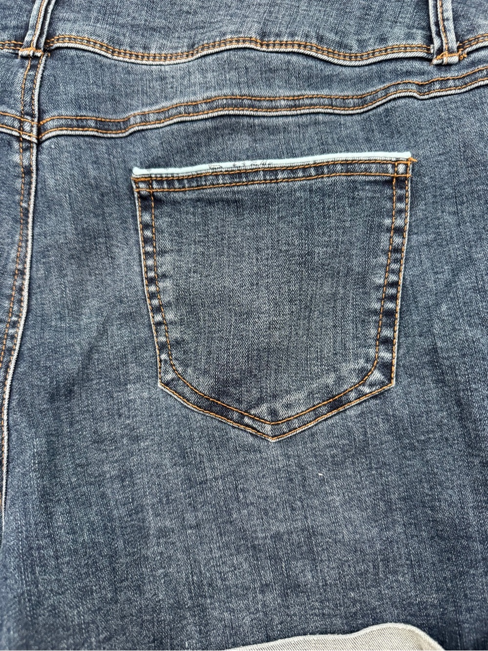 One 5 One Distressed Cuffed High Rise 12" Stretch Denim Jean Shorts Size 16 - Picture 9 of 14